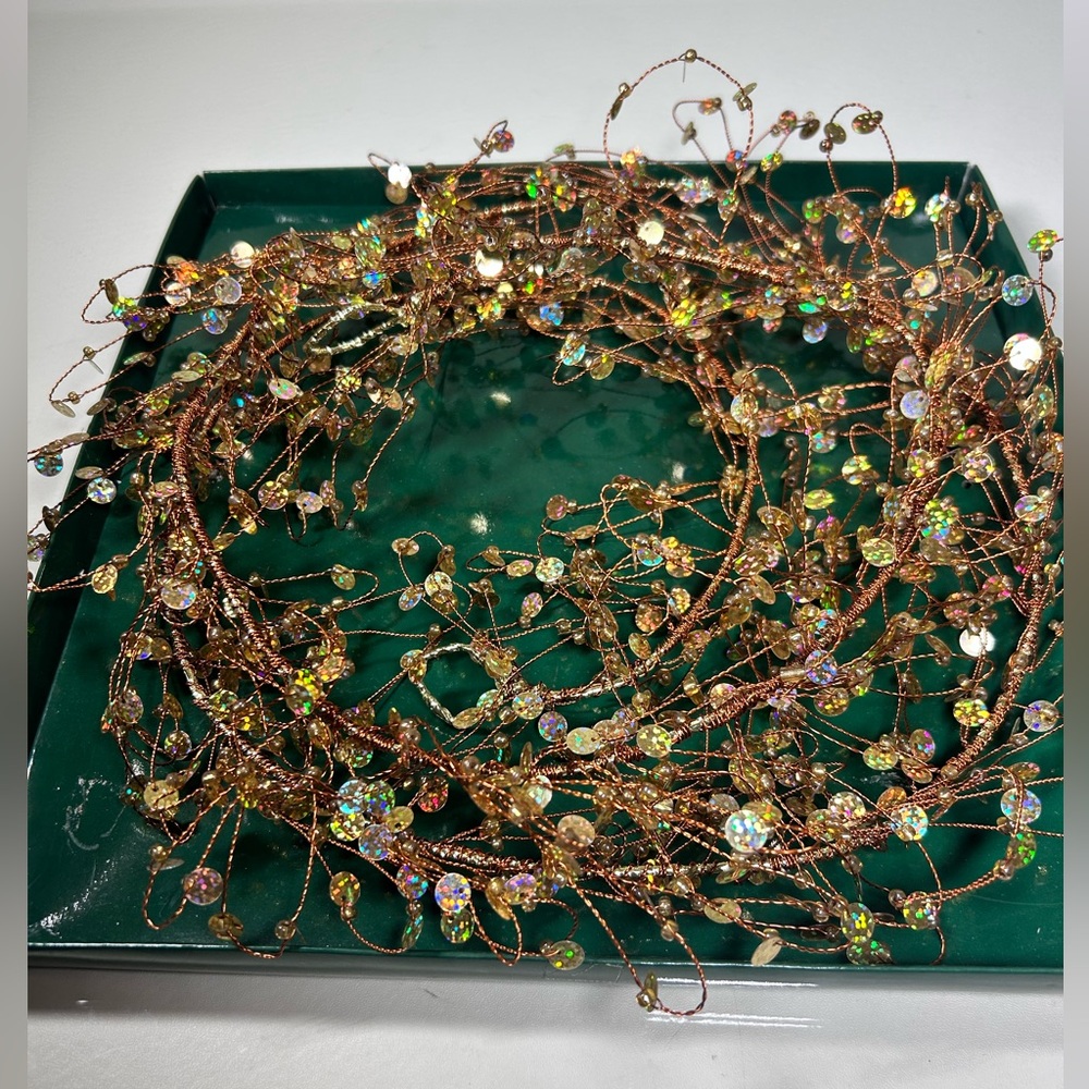 Copper Wire Garland With Sequins And Beads Marshall Fields Vintage 6 Feet